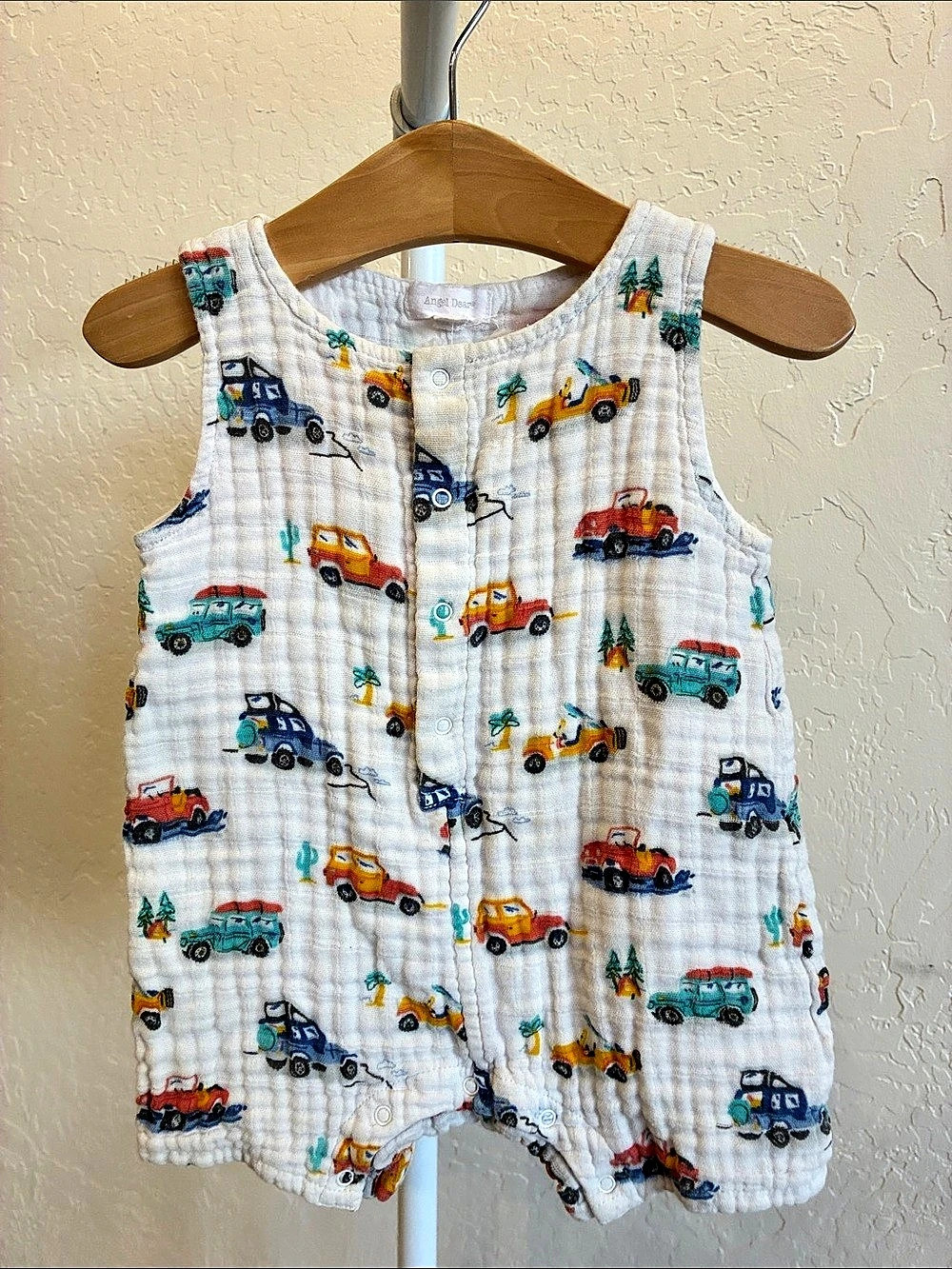 Angel Dear Race Cars Sleeveless Shortie Romper Baby 12M